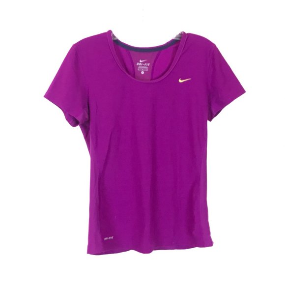 Womens Size Medium NIKE Purple Dri Fit Short Sleeve Stretch Top - Picture 1 of 3